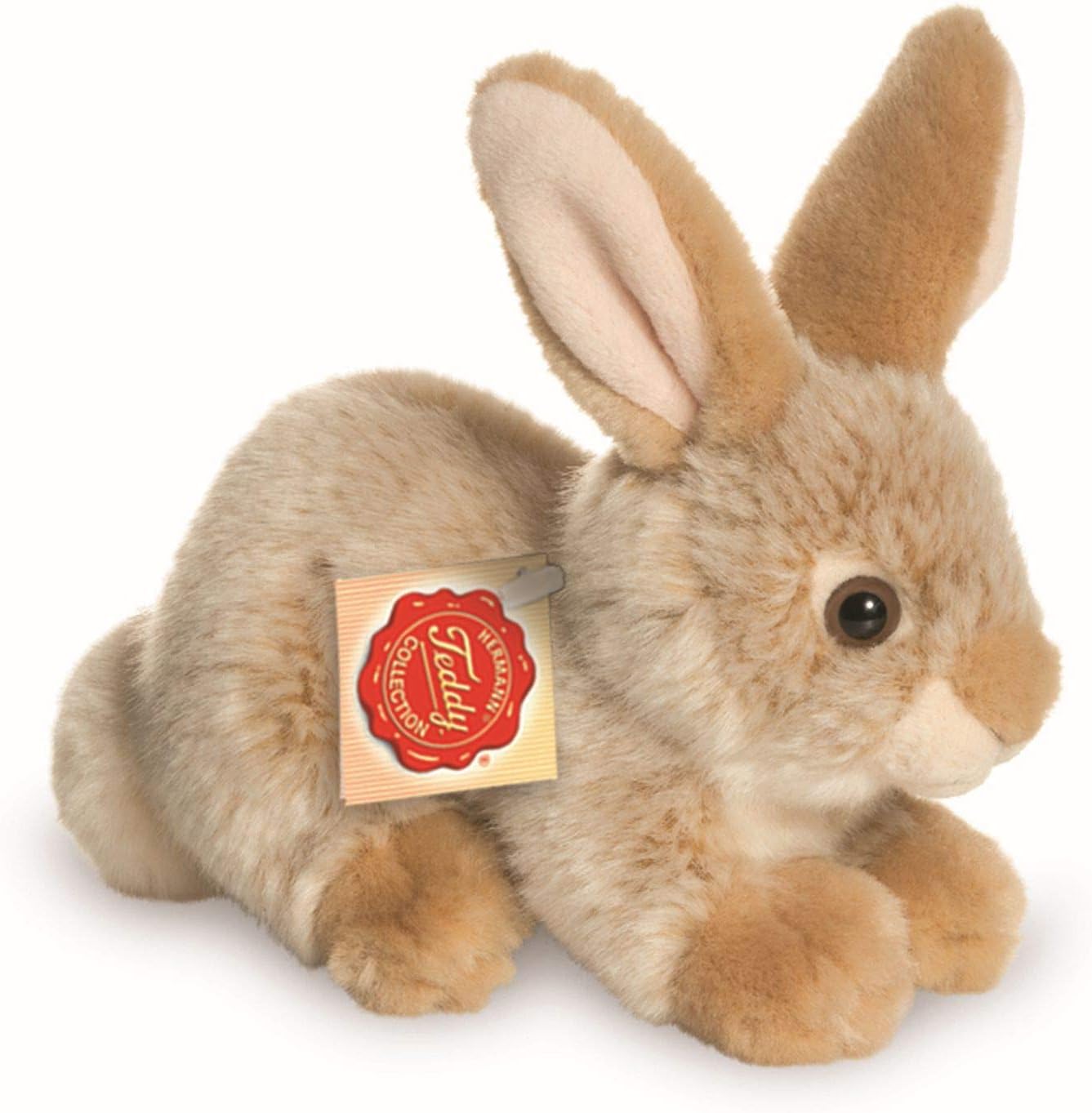 Teddy Hermann 93702 Bunny sitting beige 18 cm, cuddly toy with 75% recycled filling material