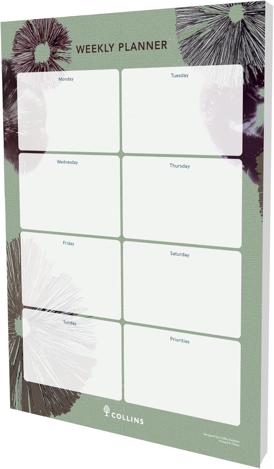 Collins Flourish A4 Weekly Deskpad - To Do List and Task Tracker notepad - 60 sheets