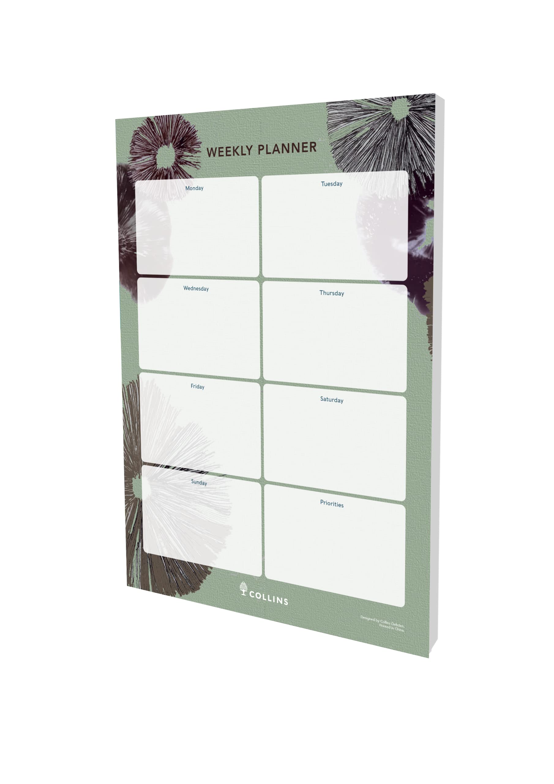 Collins Debden Flourish A4 Weekly Deskpad - To Do List and Task Tracker notepad - 60 sheets Grey