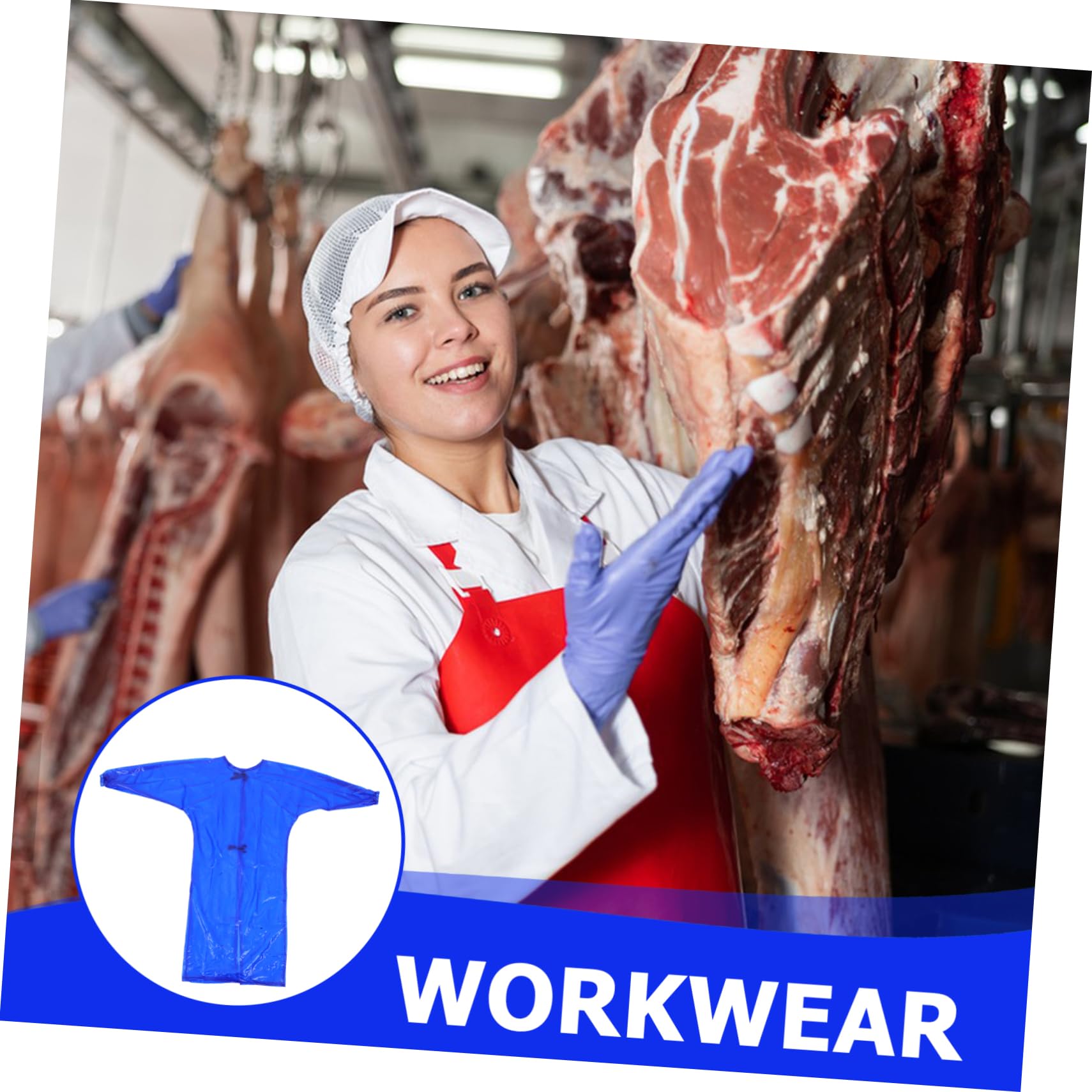 Veemoon Langarmbluse wasserdichte Arbeitskleidung Laborkittel wasserdichte Schürze strapazierfähige Schürze Unisex-Arbeitsschutzkleidung Schürzen Masse dicke Chemikalienschürze PVC Blue