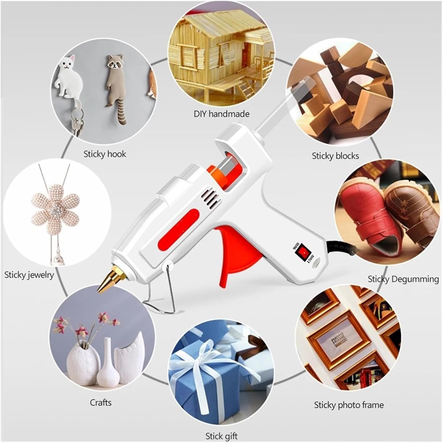 Hot Glue Gun Hot Melt Glue Gun Power 90/170W Stick Big Hand Tool Christmas Decorating Tools Pistola De Silicona Caliente Glue Gun Stick for DIY Arts, Crafts and Quick Repairs(120w Pink 11mm)