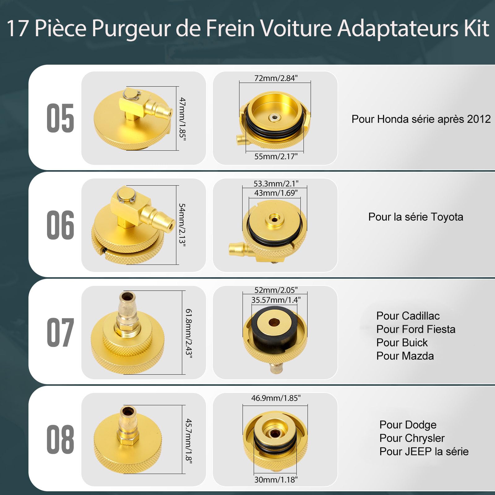 17 Pièce Purgeur de Frein Voiture Adaptateurs Kit Bouchon Purgeur de Frein avec Connecteur Rapide de Purge ou de Remplissage de Liquide de Frein Compatible avec VW pour BMW