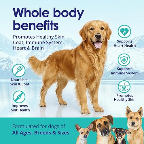 Miniatura 4 de Aceite de pescado puro omega 3 para perros, capturado en la naturaleza de Islandia, suplemento de piel y pelaje para desprendimiento, picazón en la