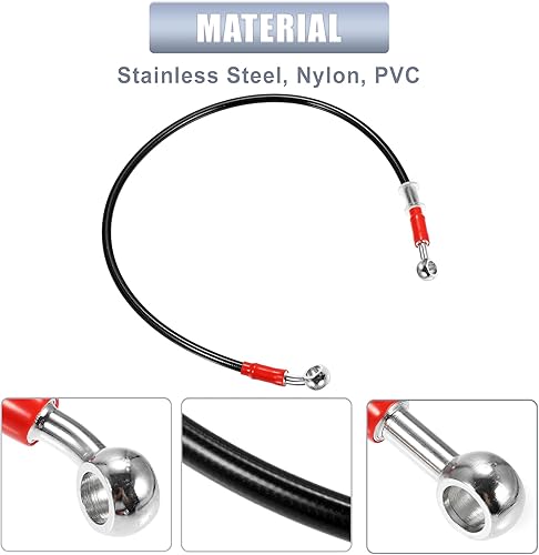 Miniatura 6 de X AUTOHAUX 27.6 in 27.56 "Longitud 0.394 in ID motocicleta freno hidráulico tubo manguera aceite tubo 28 0 acero inoxidable trenzado cable para ATV