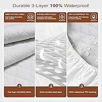 Vista 3 de Funda de colchón, funda de colchón impermeable, tamaño completo, ultrasuave y transpirable, lavable a máquina, adecuada para el hogar, dormitorio