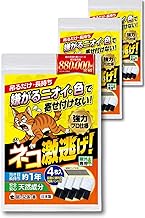 庭の見張り番 ネコ激逃げ！ ネコ 忌避剤 ネコ撃退 屋外 吊るだけ【強力プロ仕様・天然香料だから安心・効き目長持ち約1年】便利な結束ベルト付 4枚入×3P/約7.2m分