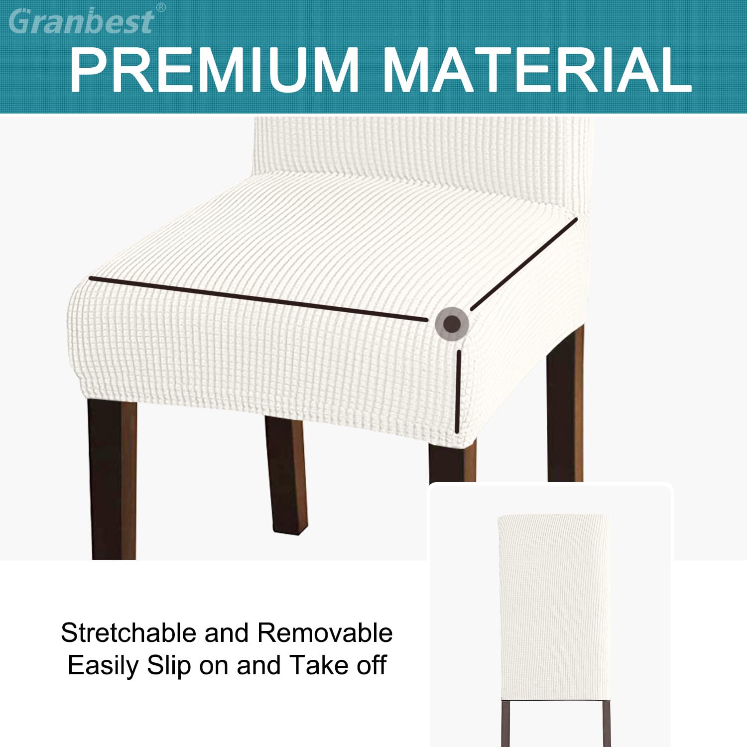 Granbest High Stretch Dining Chair Slipcovers, Universal Fit Jacquard Parson Dining Chair Covers - Image 4