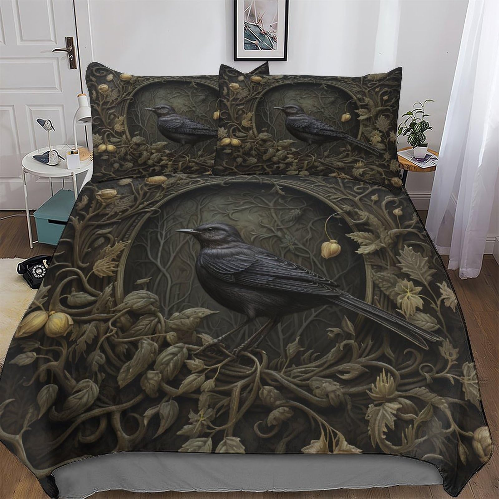 Parure de lit 3 pièces oiseau housse de couette pour enfants adultes King