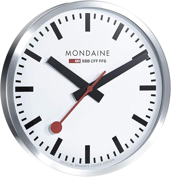 Mondaine Clock - Swiss Railways Wall Clock - stainless steel
