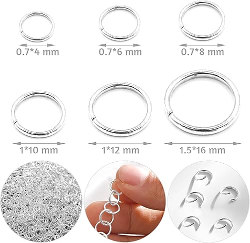 Miniatura 4 de 500 piezas de anillos de salto para fabricación de joyas, anillo abierto, conectores abiertos, anillo tórico, metal, hallazgos para llaveros