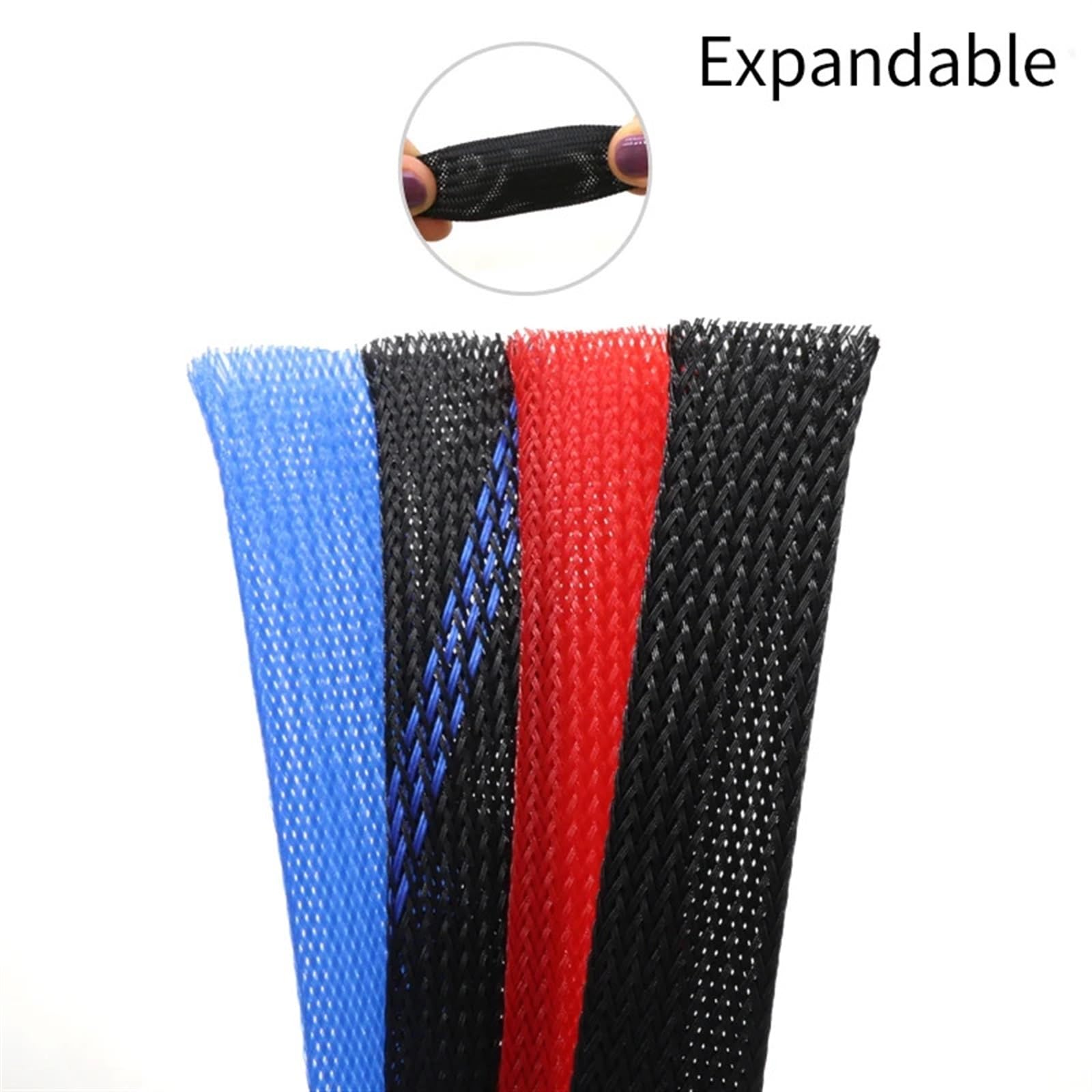 BHADANI 2/5/10/20M Gevlochten Kabel Mouw 3 4 6 8 10mm Enkele PET Uitbreidbaar Nylon Data Toetsenbord Kabelmantel Protector Wire Wrap Uv Groen 8mm 5m
