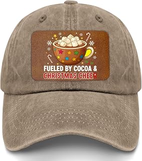 Fueled by Cocoa Christmas Cheer Leather Patch Baseball Hat for Boyfriends Funny