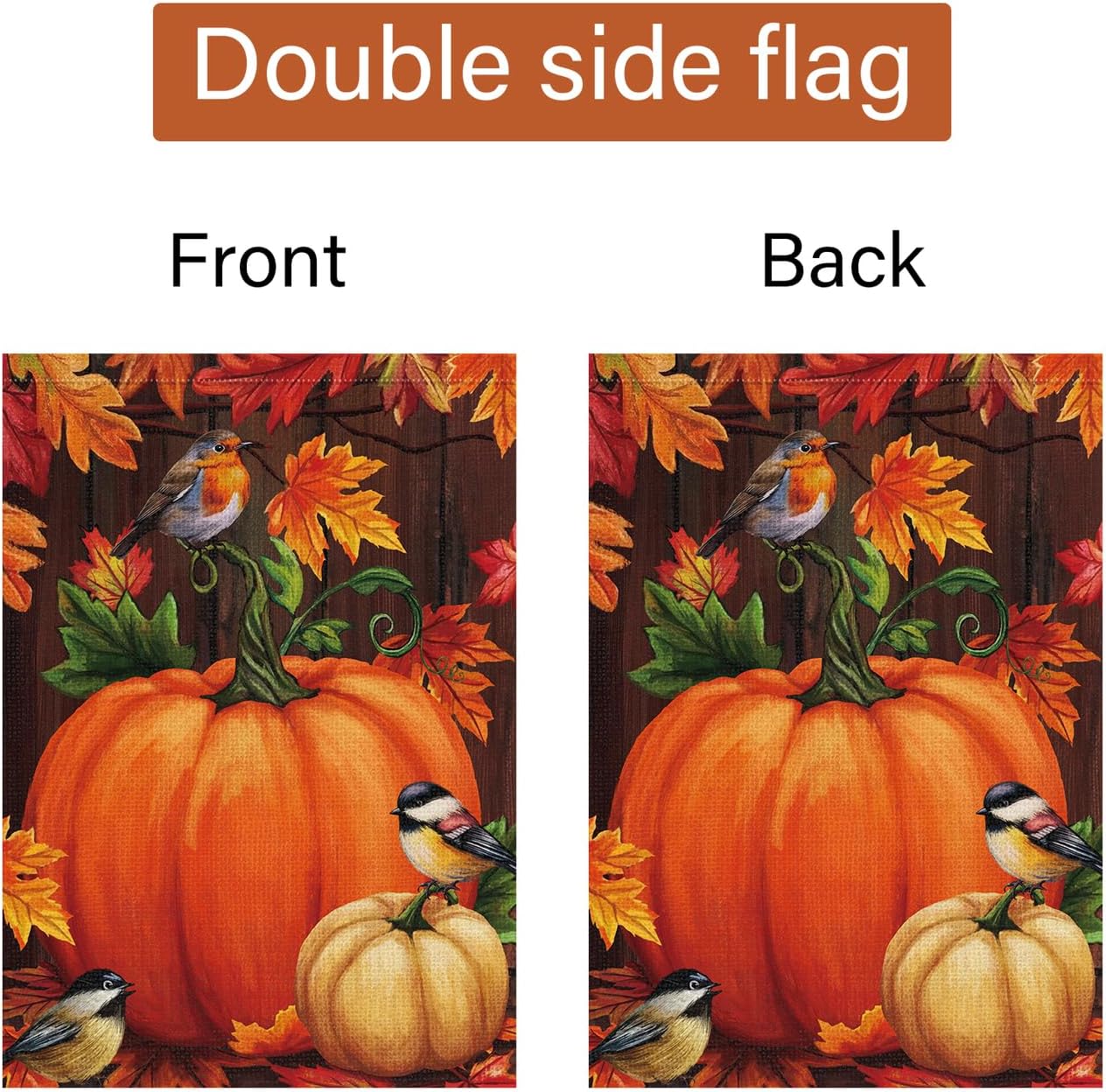 Louise Maelys Welcome Fall Garden Flag 28x40 Inch Thanksgiving Pumpkin and birds Large Burlap Double Sided Outdoor Yard Flag Autumn Outside House Decoration (Only Flag) - Image 6