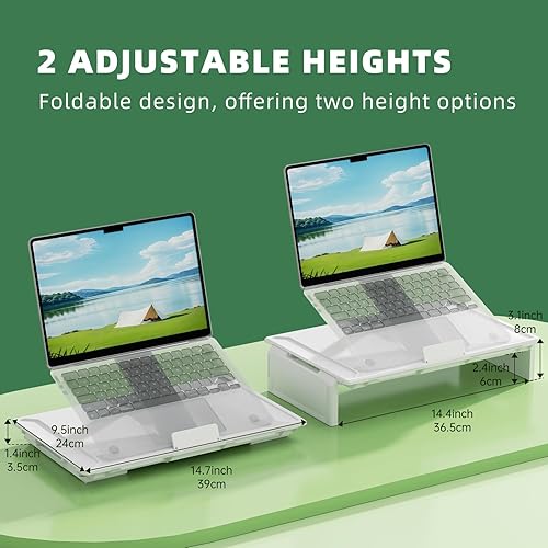 Miniatura 3 de Heymaster Soporte ergonómico para monitor, soporte para laptop, plegable, multiángulo, ajustable, portátil, plegable, con ventilación de calor,