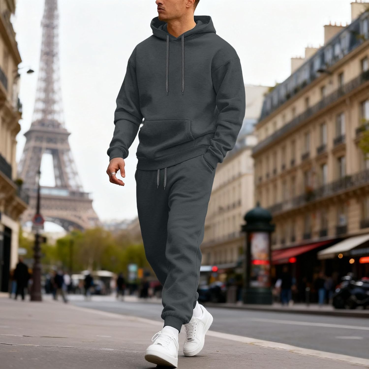 Mens Track Suits 2 Piece Set Active Fitness with Pockets Fall 2026 Running Ribbed Cuffs Clothing Sets