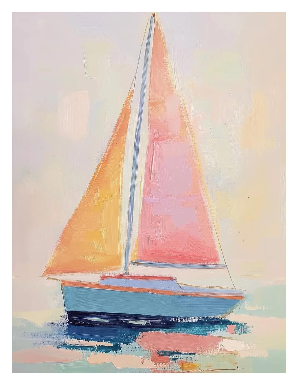XENITE Wall Art Canvas Prints Classic Oil Painting Seaside Sea Sailboat Sky Scenery Poster Canvas Art Painting Printing Home Room Wall Pictures Decor(E,40X50cm)