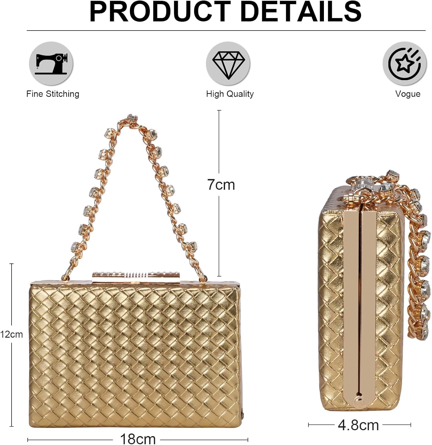 Woven Clutch purse and Evening Bag for women - woven leather and fashion sparkling bag for party crossbody purse - Image 6