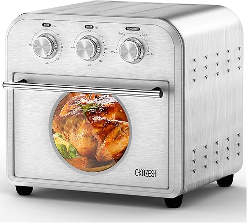 Horno tostador pequeño con freidora de aire, hornos freidoras de aire de 14 cuartos de galón, horno de convección tostador 4 en 1, combo de freidora