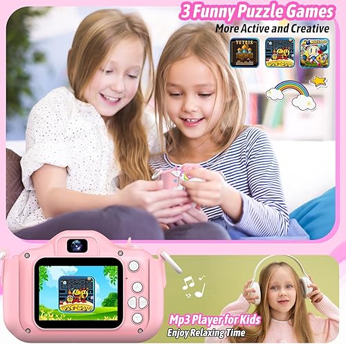 Miniatura 5 de Dwfit Cámara para selfie para niños, regalos de cumpleaños de Navidad para niños y niñas de 3 a 12 años, cámaras de video digitales HD para niños
