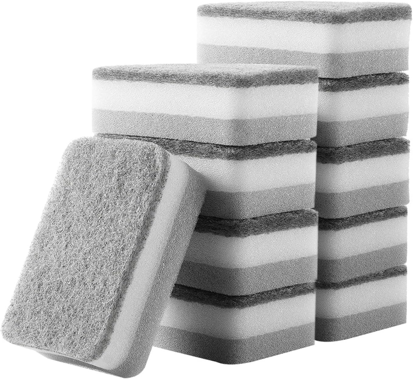 CALLARON Grey Dish Sponge 10 Pack 4.33X2.75X1.37 in Kitchen Sponges for Washing Dishes Scrubbing Sponges for Pots Pans Bowls Sinks Cutting Boards and Tools