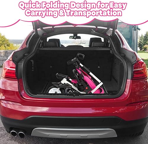 Miniatura 4 de GAOMON Triciclo para bebé, bicicleta plegable 7 en 1 con mango de empuje ajustable extraíble, toldo, asiento giratorio, arnés de seguridad,