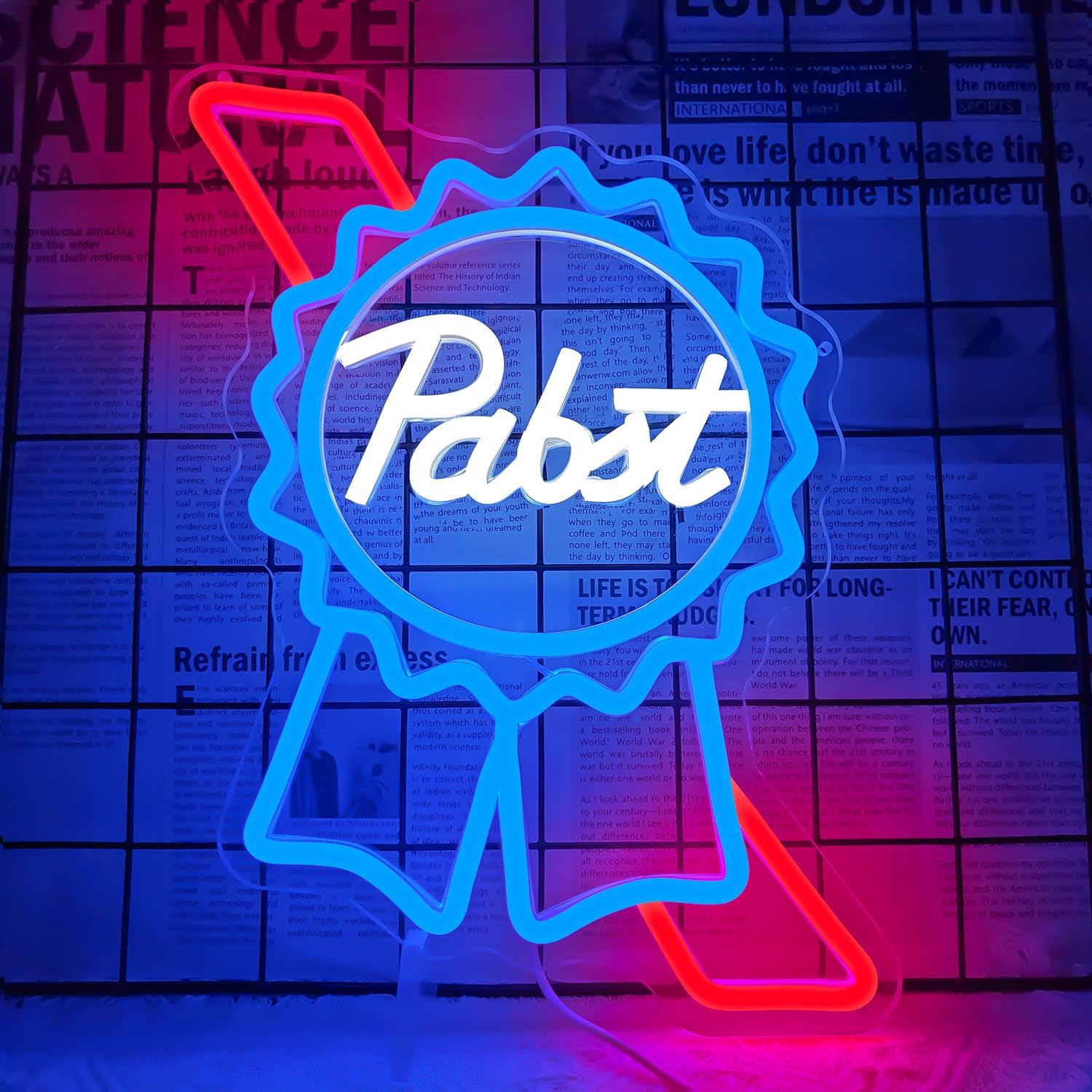 Amazon.com : Neon Signs Beer Bar Pabst Blue Ribbons Glass Neon Signs ...
