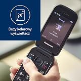 Panasonic KX-TU550 telefon dla seniora z klapką (duży ekran 2,8″, aparat 1,2 MP, Clear Voice VoLTE, połączenia priorytetowe, tryb głośnomówiący), czerwony