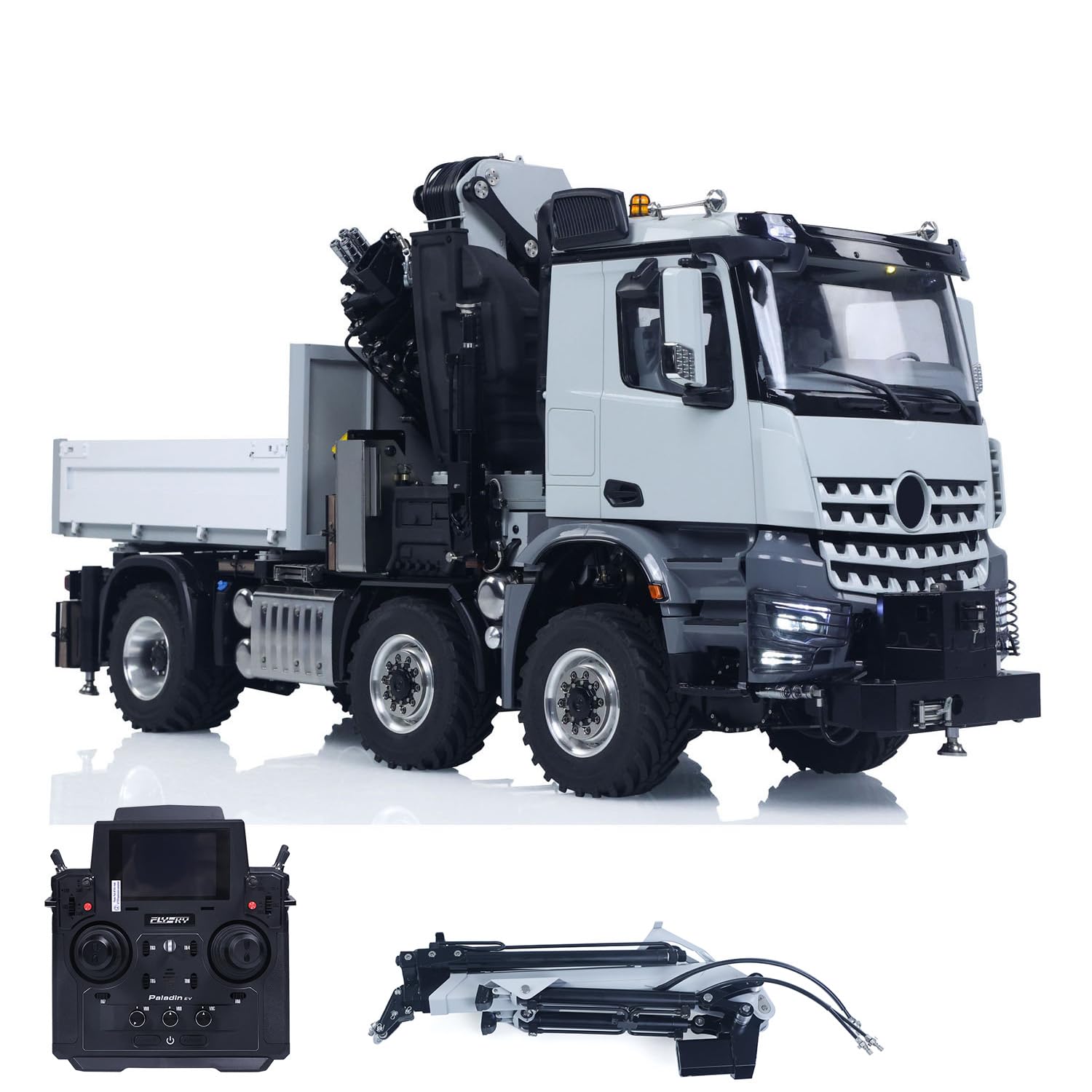 4151 AK Metal 1 14 6 6 RC Tractor Truck with Hydraulic Crane Fly Jib Arm Bucket Remote