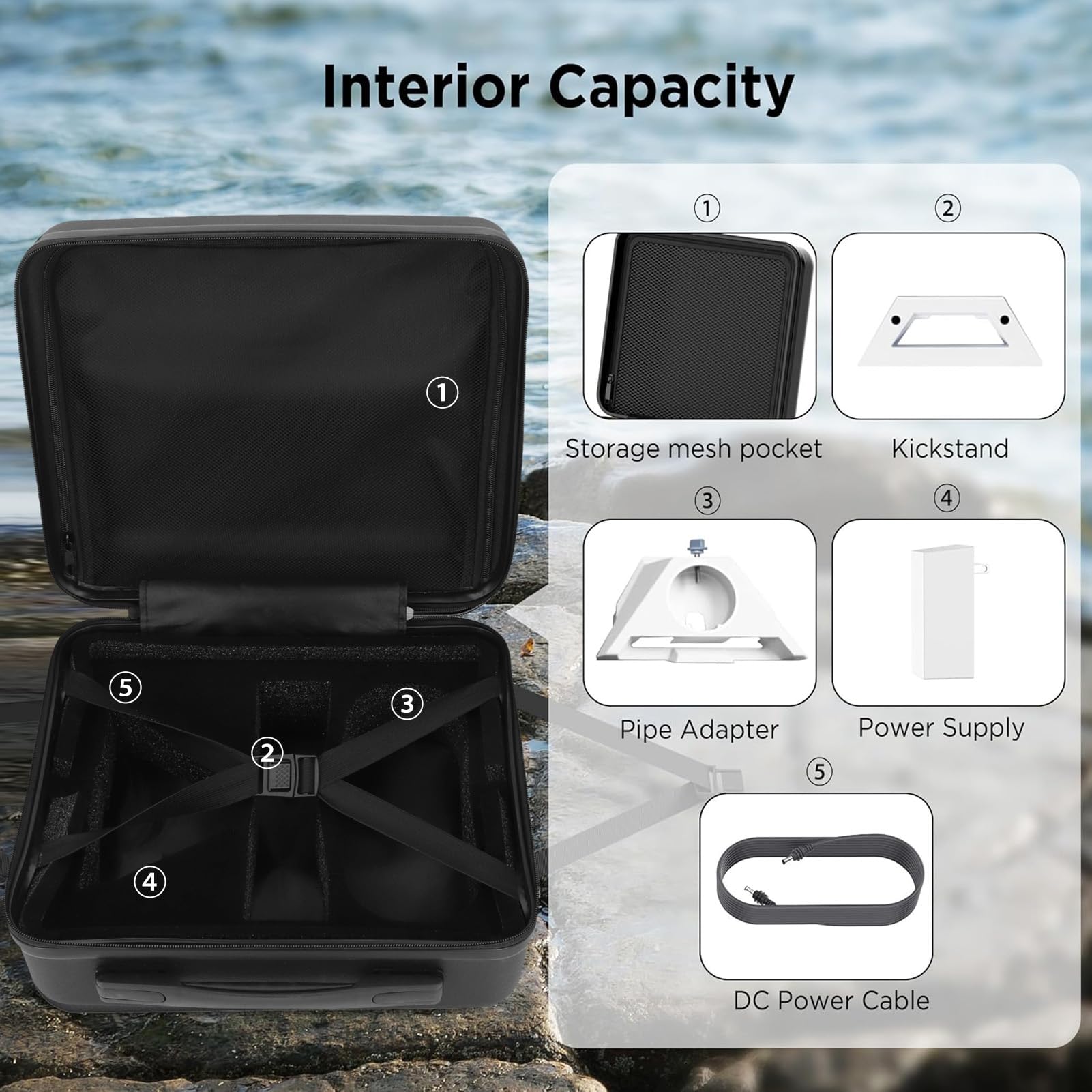 Elprico Étui de Voyage en Nylon pour Satellite Mini, Sac de Transport Rigide Antichoc avec Intérieur en Mousse pour Équipement d'Antenne Camping RV