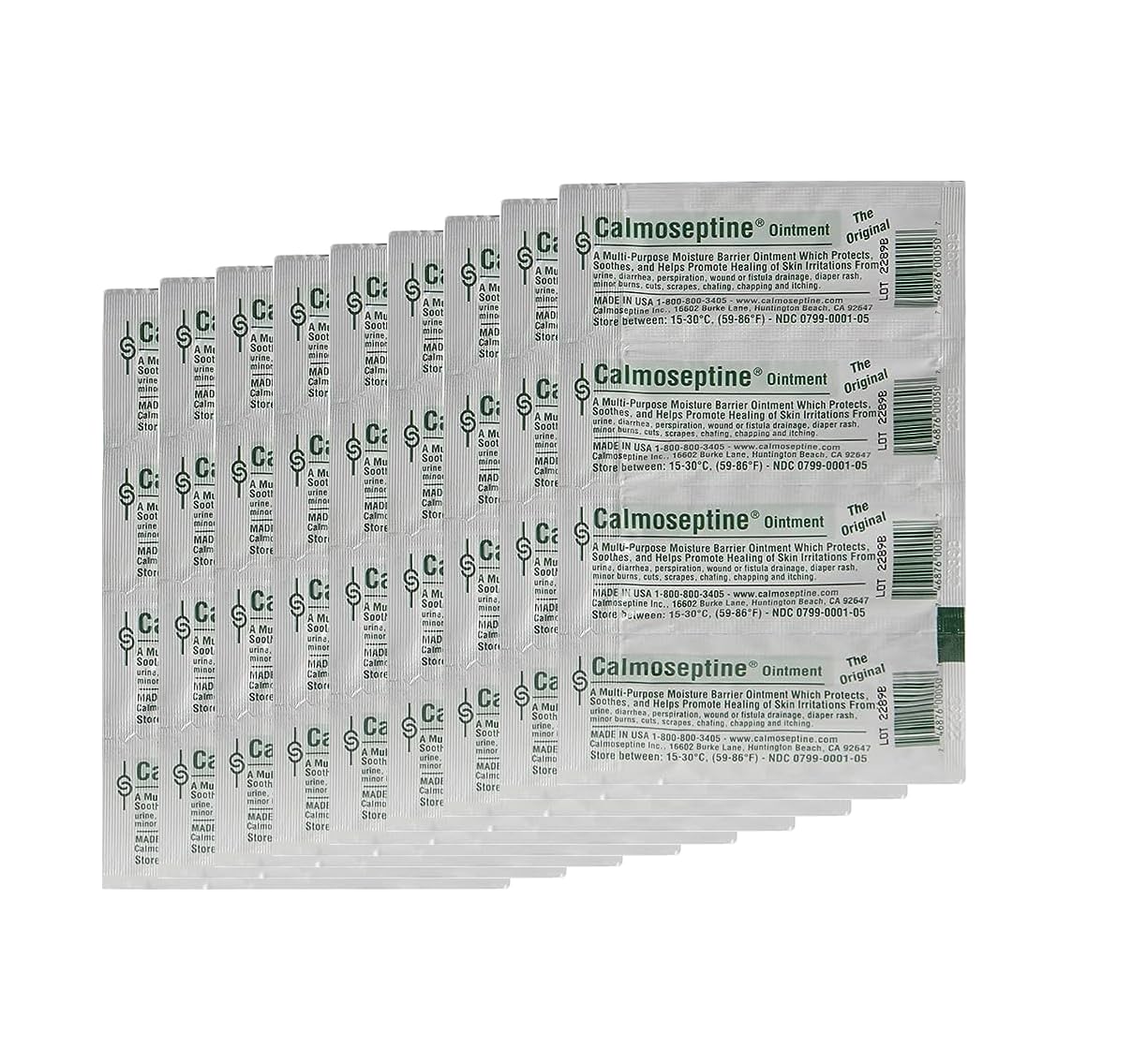 Calmoseptine Ointment Foil Packets 1/8 Oz 3.5G for Rashes and Irritated Skin (Pack of 36)