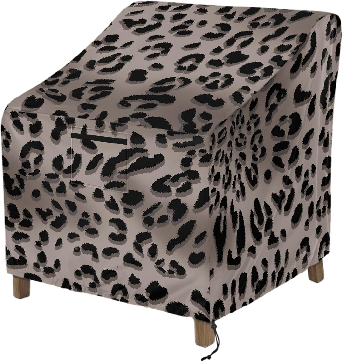 Leopard Print Patio Chair Cover for Outdoor Furniture Heavy Duty Patio Swivel Chair Cover with Handle Windproof Lawn Chairs Covers, 38"x38"x36"