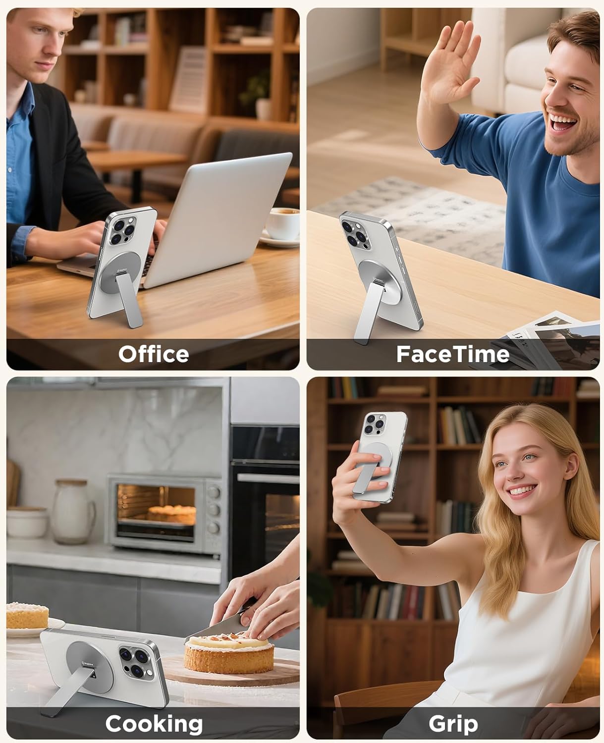 Magtame Magnetic Phone Stand Grip for Magsafe, Utral-Thin Snap-on Phone Kickstand, Holder & Grip, Foldable & Adjustable for Hands-Free Viewing | Compatible with Phone 16 15 14 13 12 Pro,Silver - Image 8