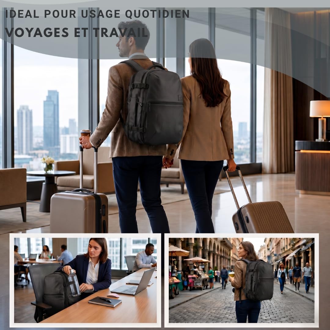 Sac de Voyage Sous Vide – Avion Bagage Cabine Avec Ouverture Valise (Noir)