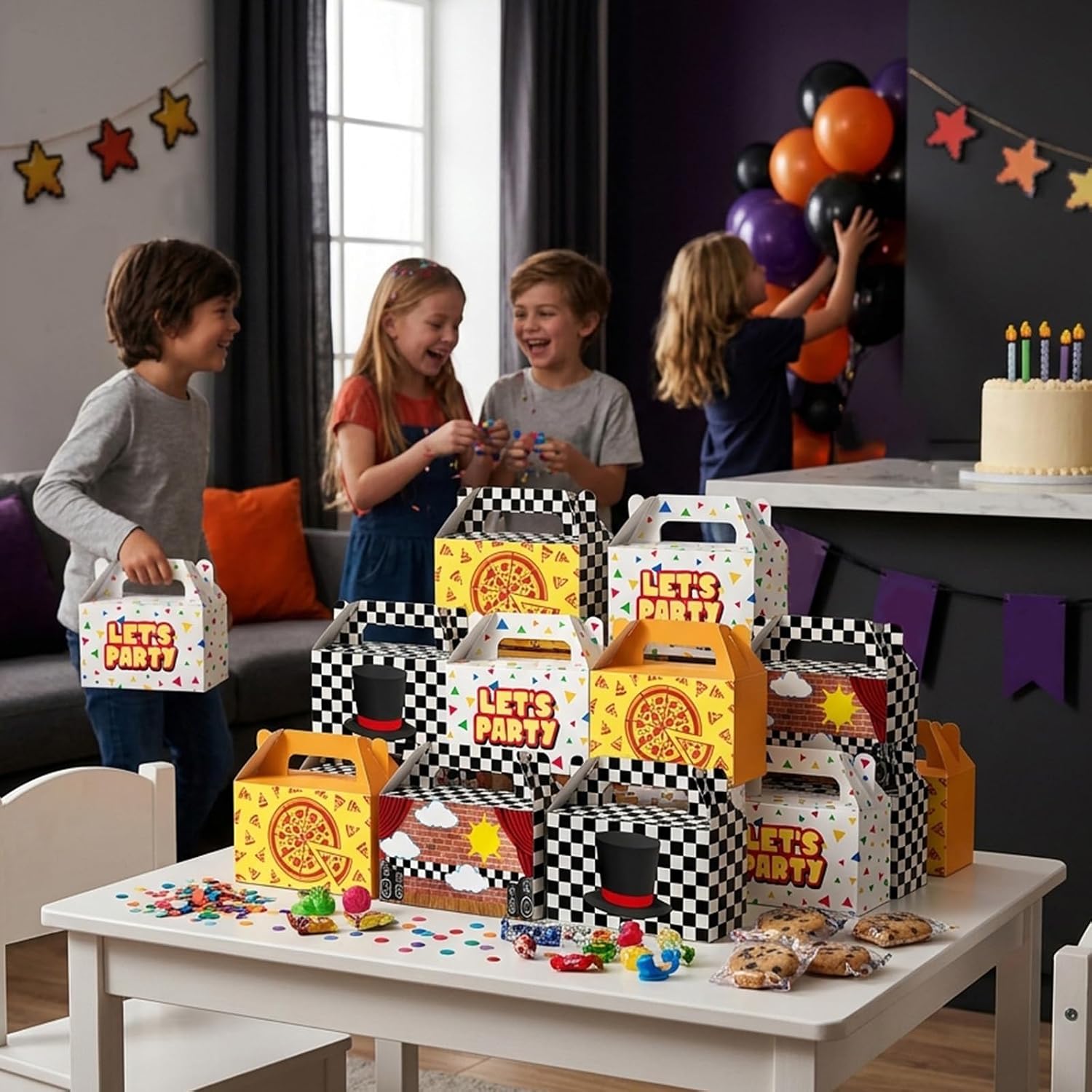 12 Pcs Five Theme Party Decorations Night Gift Boxes Set Horror Game Theme Treat Boxes Nights Paper Box Games Parties Supplies Nights Birthday Party Favor Box for Fan Celebration Birthday Supplies