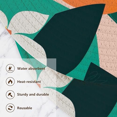 Miniatura 3 de 3 Pcs Heat Proof Trivet Collage Floral Pattern for Hot Dishes 15in Cotton Thread Weave Absorb Water Pot Pads for Hot Pot Kitchen Counter Decor