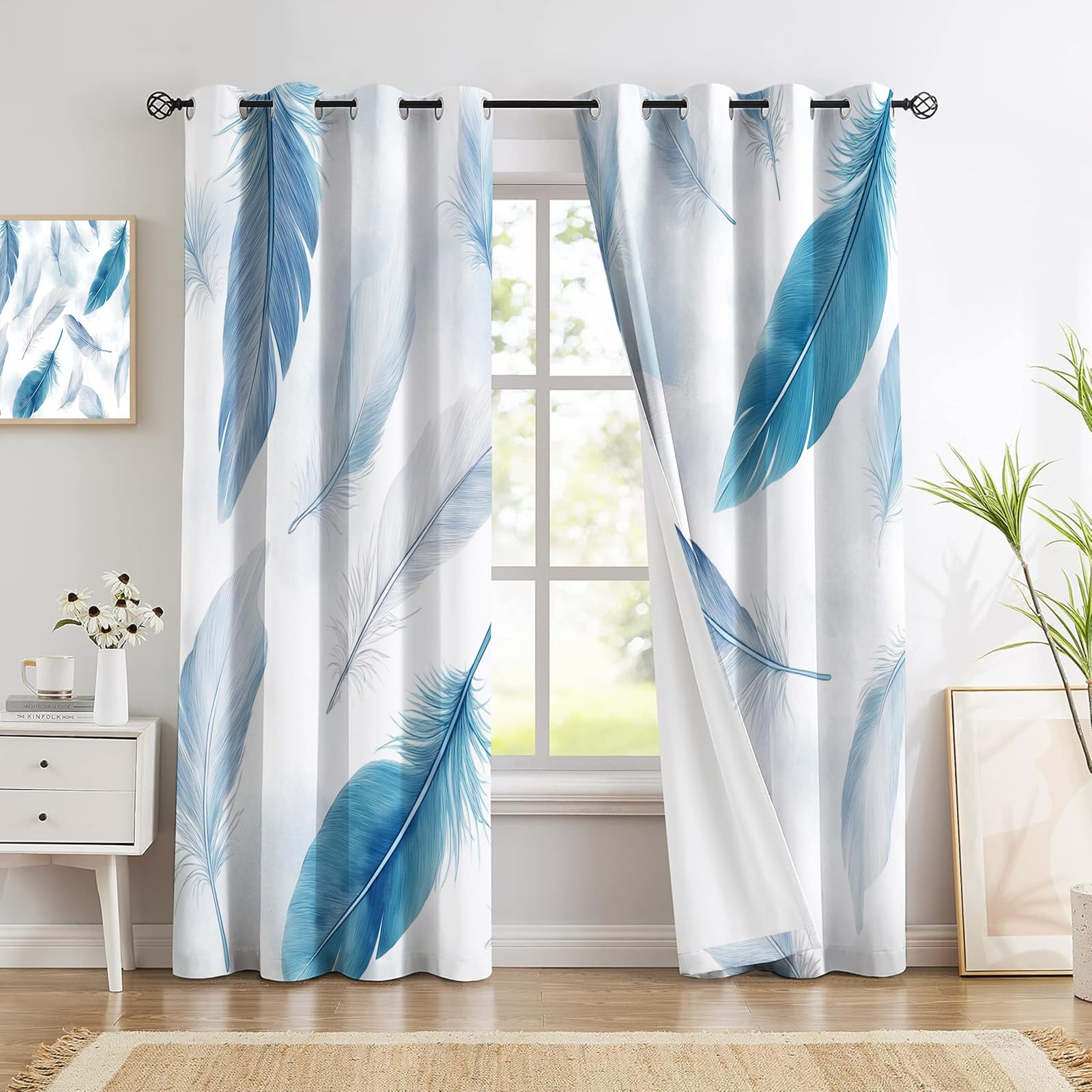 Rideau à oeillets bleu gris pour une chambre d'enfant fantastique