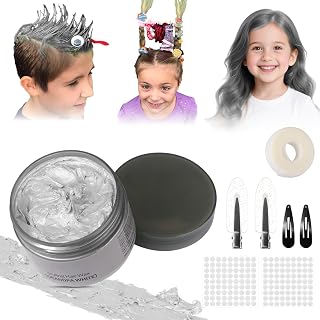 Temporary Hair Color Wax Kit, Stocking Stuffers for Teen Girls, Instant Hair Dye Color Wax Washable Natural Hair Color Cream for DIY Hairstyle on Crazy Hair Day, Easter, Christmas (Grey)