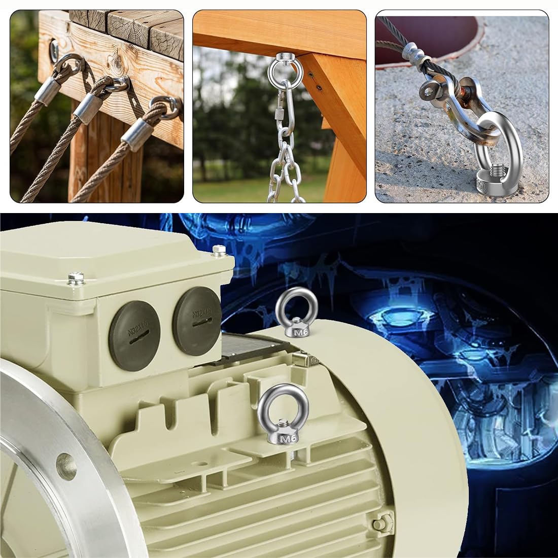 Aililong Dadi ad anello M6-12 pezzi 304 in acciaio inox, dadi ad anello hardware per accessori di sollevamento e sospensioni per interni ed esterni