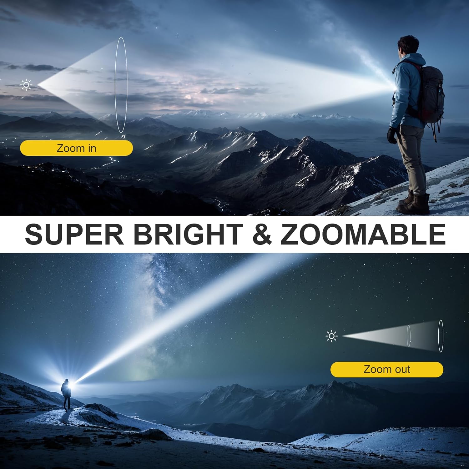 WdtPro 2 Pack Flashlights Rechargeable, Bright Mini LED Pocket Flash Lights with Clip, Zoomable, Dual Switch, 5 Modes, Waterproof Flashlight for Camping Outdoor Home Emergency (Battery Included) - Image 2