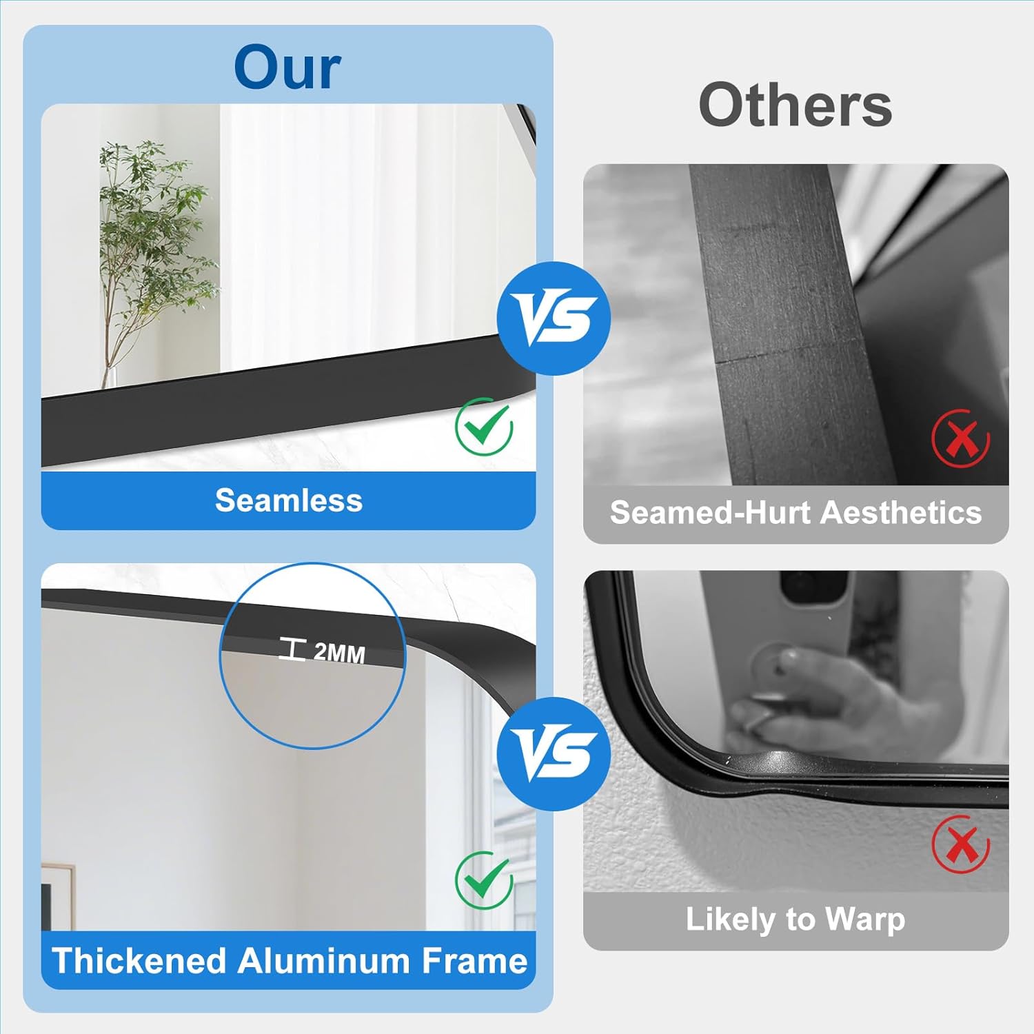 2-Pack Black Bathroom Mirror for Over Sink, 24" x 36" Framed Rectargular Wall-Mounted Bathroom Mirrors for Vanity, Decorative, Farmhouse, Restroom, Horizontally or Vertically Hanging