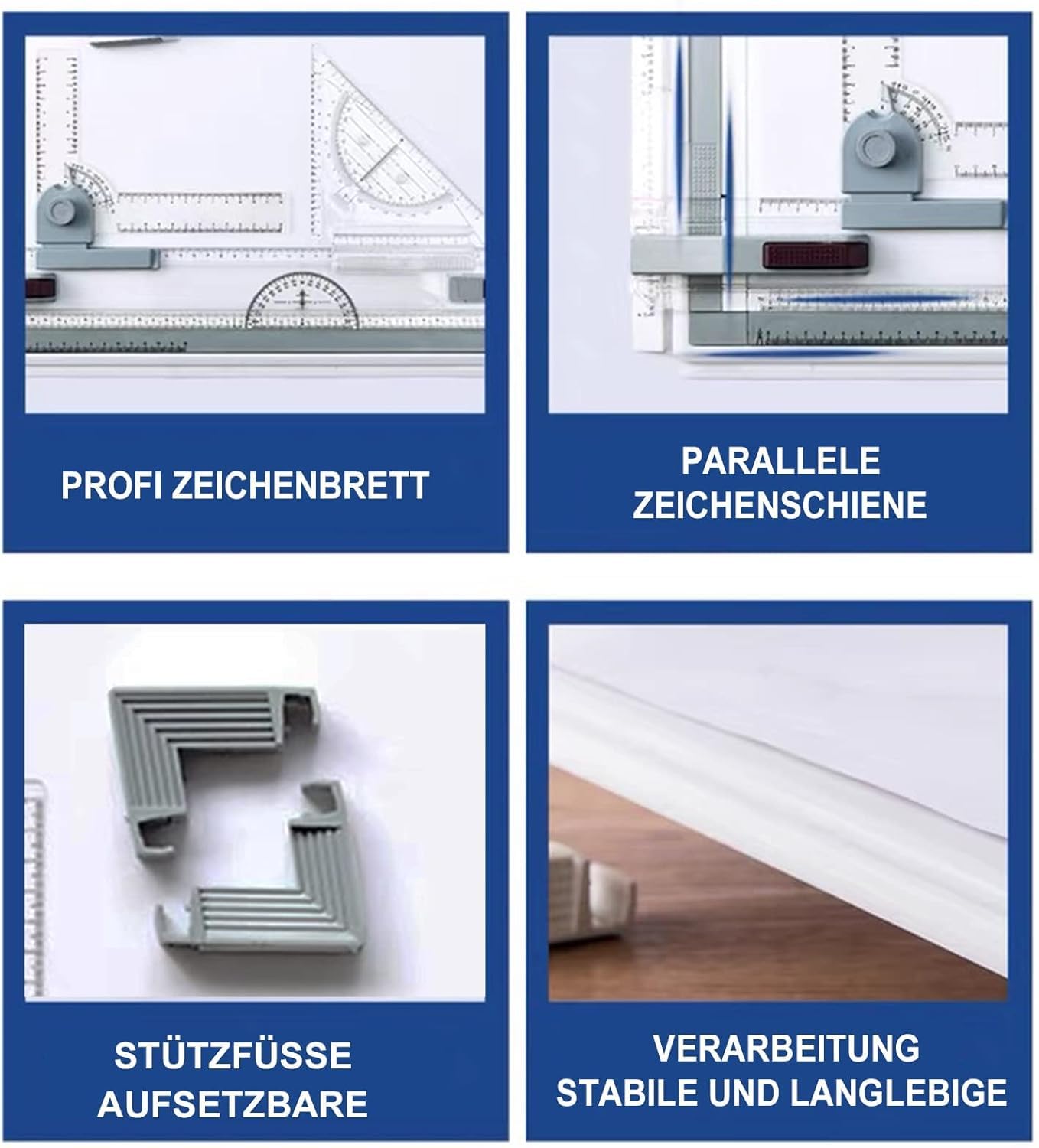 Zeichenplatte A3 Zeichenbrett Professioneller Zeichentisch mit Schiebelineal Zeichendreieck und Maßstab T-Quadrat für Ingenieure Designer Studenten zum Exaktes Arbeiten und Studium