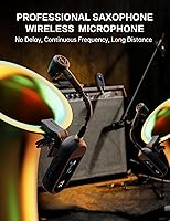 Vista 2 de EBJ Sistema de micrófono de saxofón UHF inalámbrico, micrófono de instrumento de clip, saxofón y trompeta, ecualizador preestablecido y nivel de eco