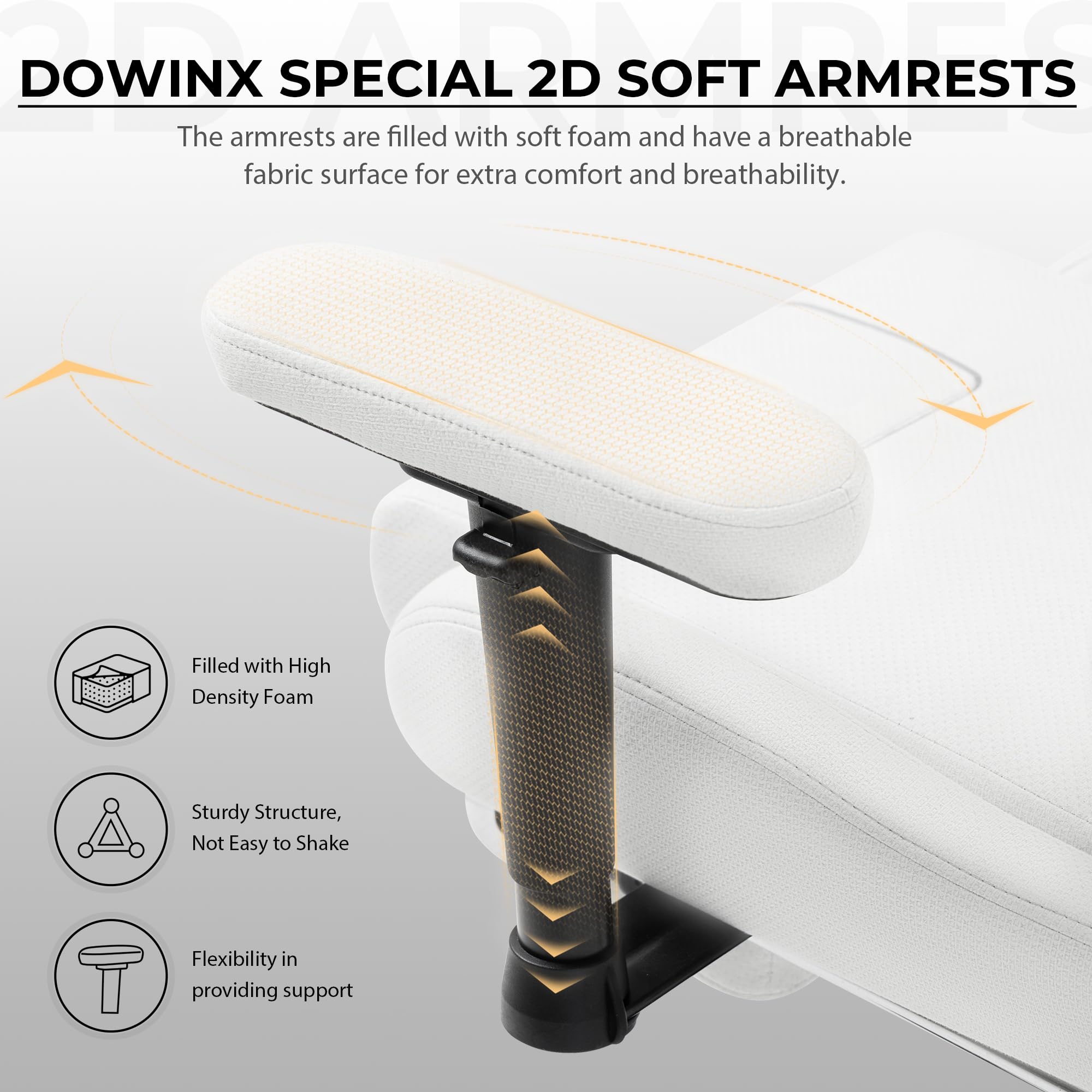 Dowinx Silla Gaming de Tela con cojín de muelles ensacados, sillón ergonómico para Gaming con función de Masaje, Silla de Oficina Grande y Alta con reposapiés XXL, Color Blanco