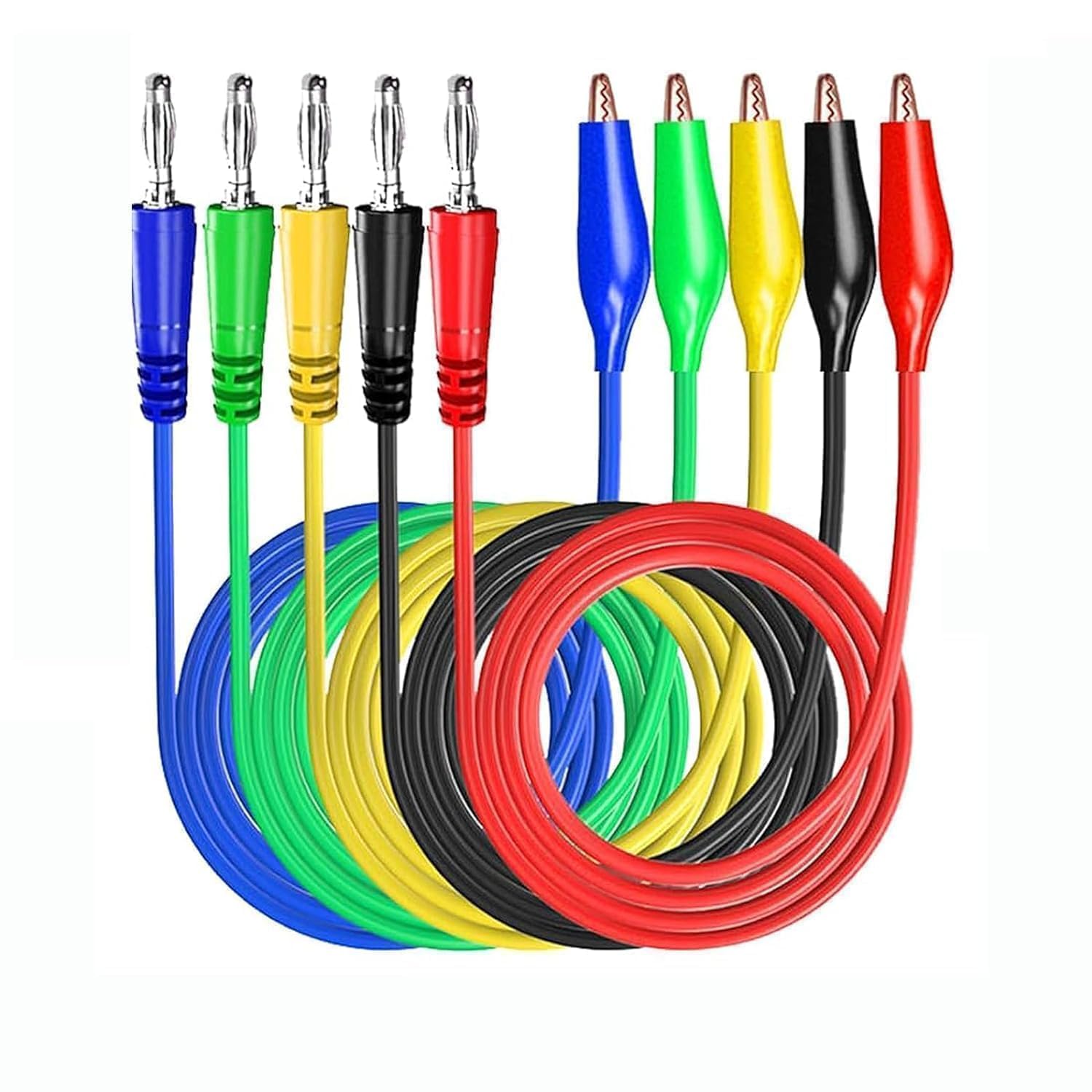 10pcs Alligator Electrical Clips Lead, 20 inches Double Ended Alligator Clips for Test Probes & Leads with 5 Colors (Multicolor 10pcs) (5 Color) (5)
