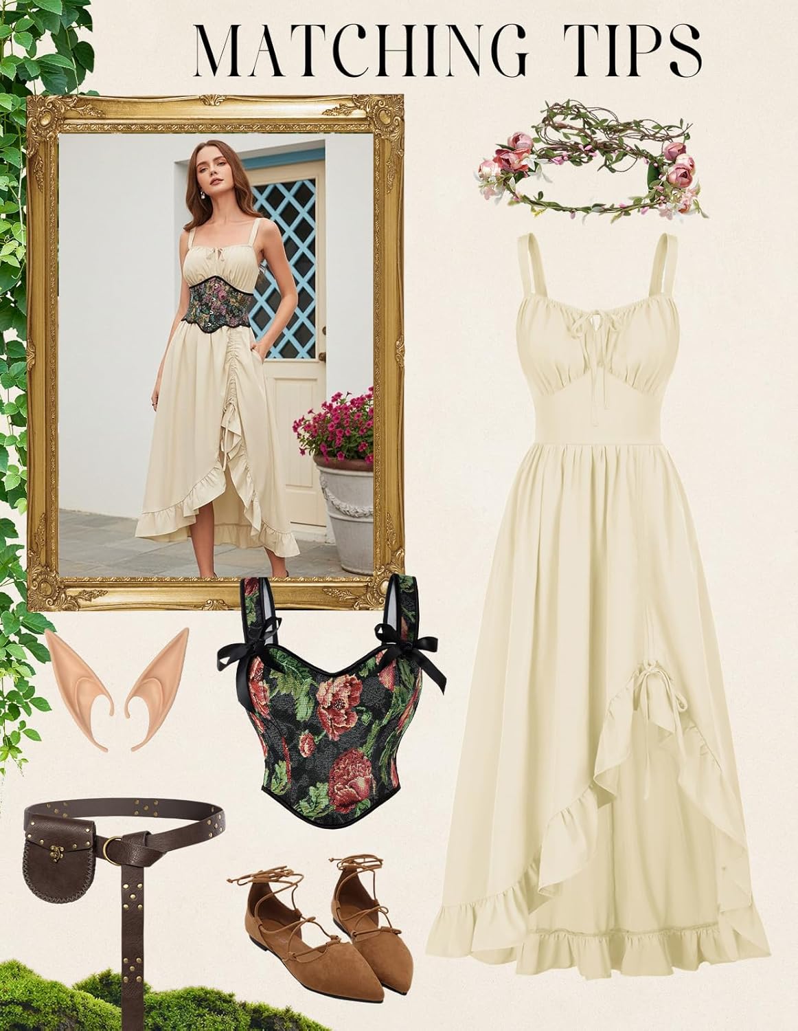 Scarlet Darkness Renaissance Dress Women Summer Corset Dress Flowy Sleeveless Milkmaid Vacation Sundress with Pockets - Image 3