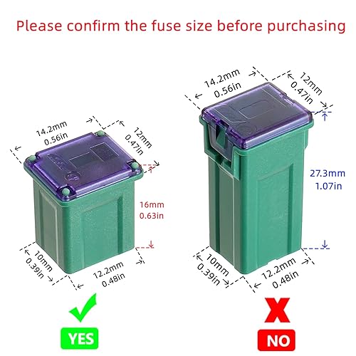 Miniatura 8 de BOJACK Fusible FMX automotriz de 5 piezas JCASE de perfil altoestándar para camiones, automóviles y SUV (50A)