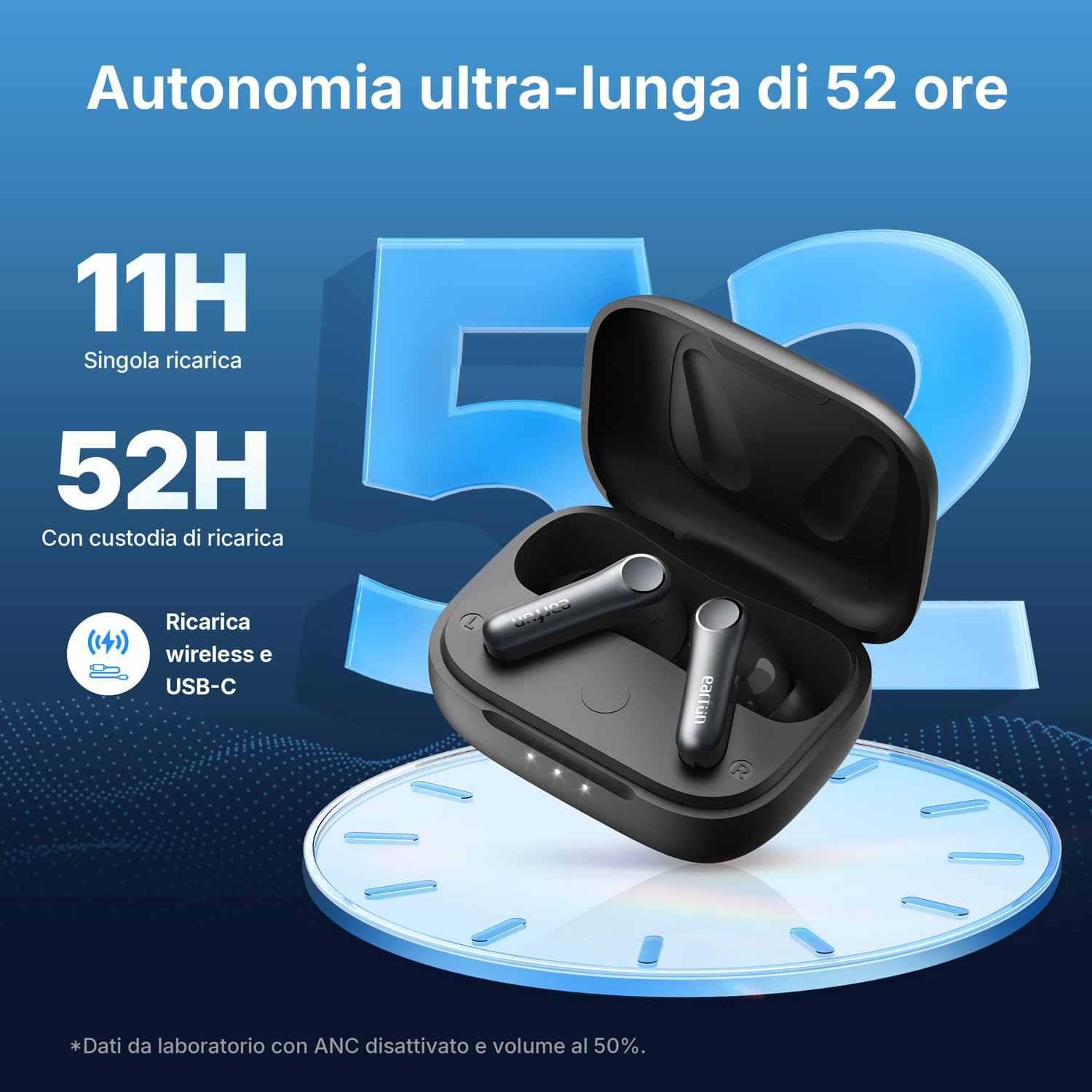 EarFun Air Pro 4 Auricolari Bluetooth Wireless, Cancellazione Rumore | Chiamate Nitide con 6 Microfoni e IA, Hi-Res Audio, LDAC, 52 Ore di Autonomia, Sensore Intra-auricolare, Bluetooth 5.4, Nero