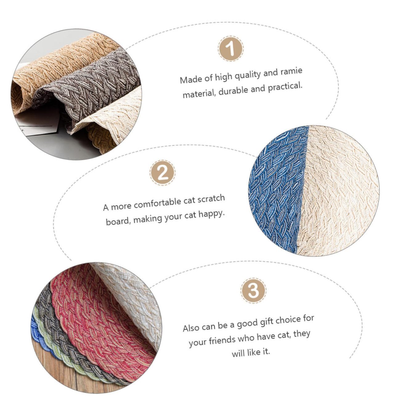 Kisangel Dual-use Cat Scratch Mat Round Playing Pad Cat Scratcher Pet Supply Random Color