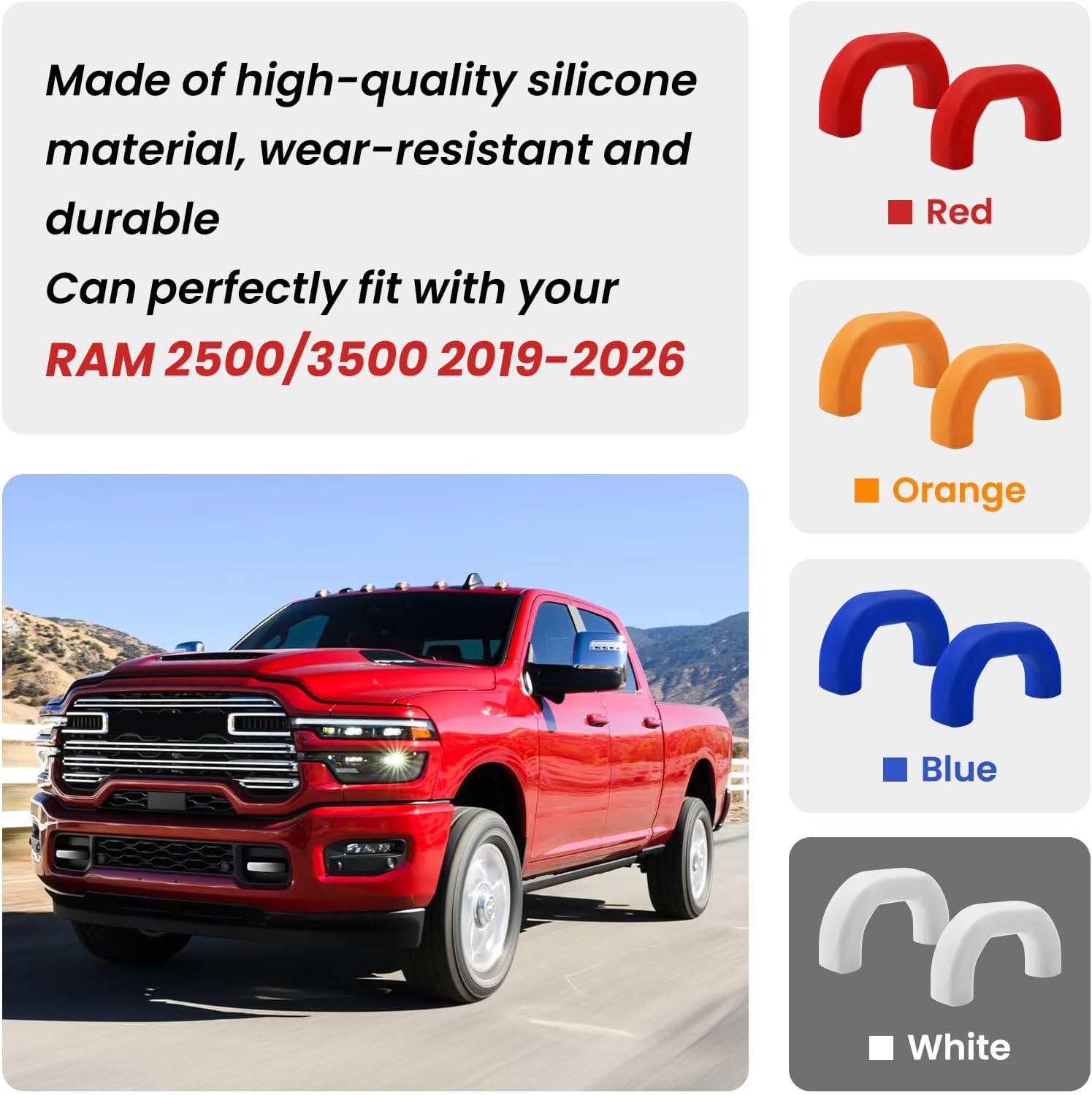 Front Tow Hooks Covers for RAM 2500/3500 2019-2026, Hitch Cover Customized Car Tow Hooks Compatible with RAM 2500/3500 Accessories 2019-2026 (White)