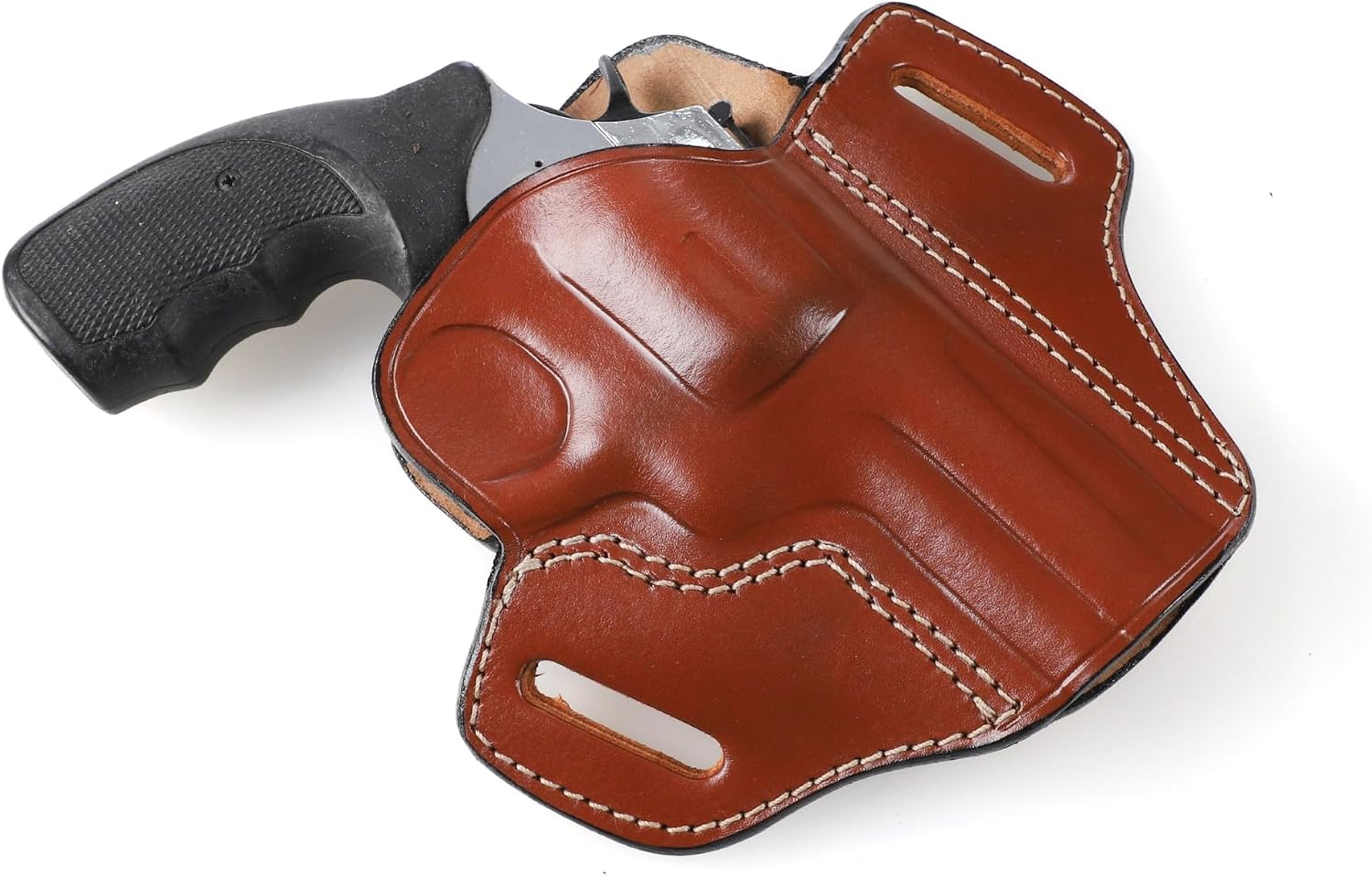 Pusat Holster Premium Leather Open Top Gun Belt Holster 2.5 inch 357 MAG for Revolver Ruger GP100 6-7 Shot Left Hand